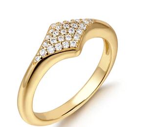 Ania Haie Silver and Yellow Gold Plated Pave Sparkle Ring - 52