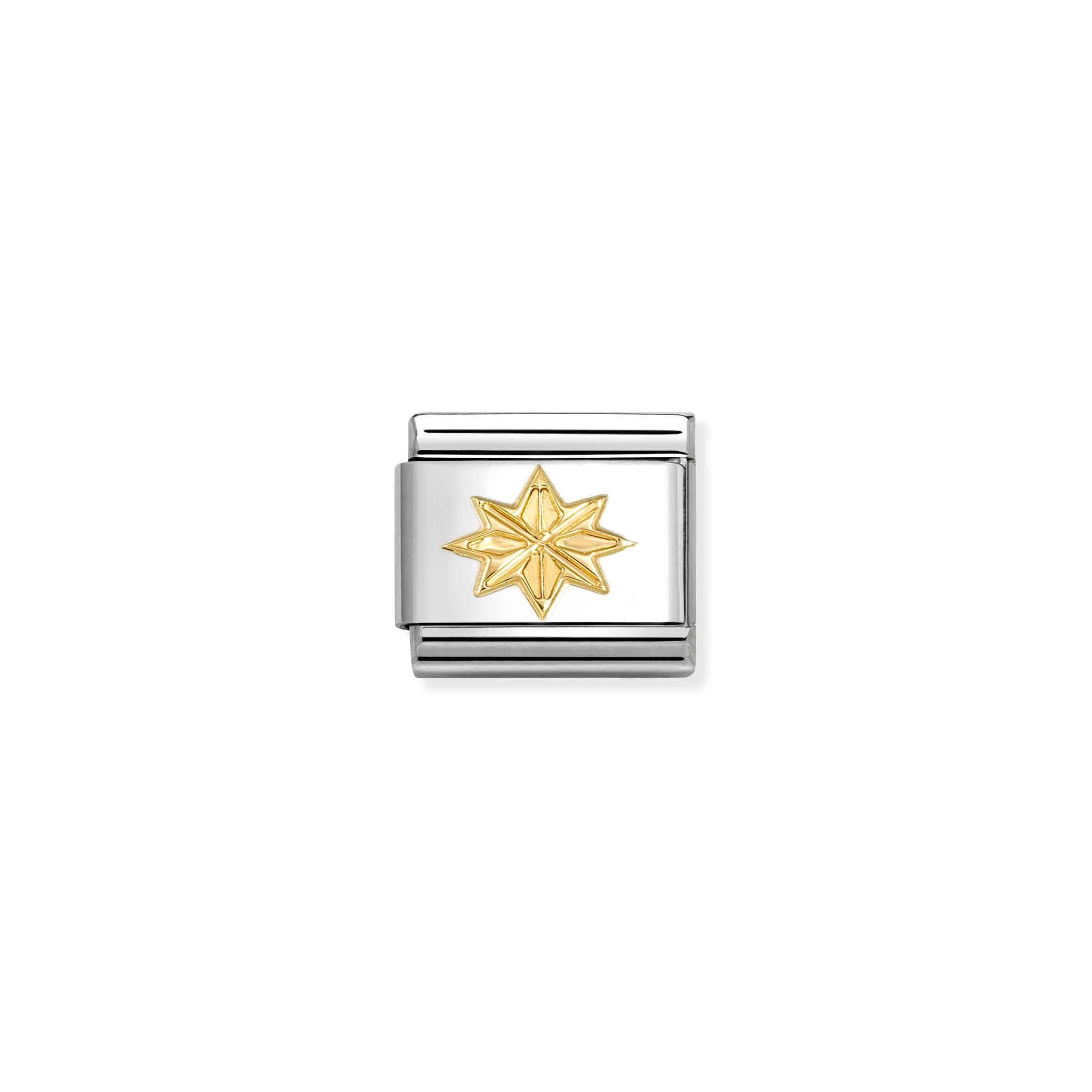 Nomination Composable Classic 'Symbols' Wind Rose Charm in Stainless Steel and Yellow Gold