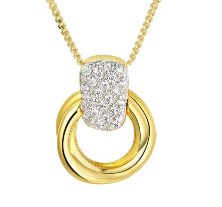 9ct Yellow Gold Diamond Twisted Circle Pendant