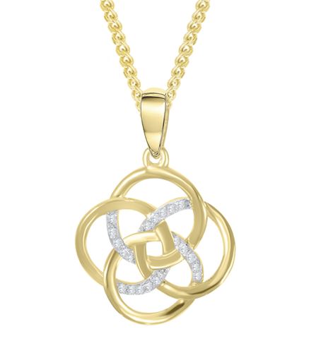 9ct Yellow and White Gold Diamond Knot Pendant