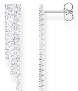 Thomas Sabo Sterling Silver 3-Row Drop Earrings with Cubic Zirconia