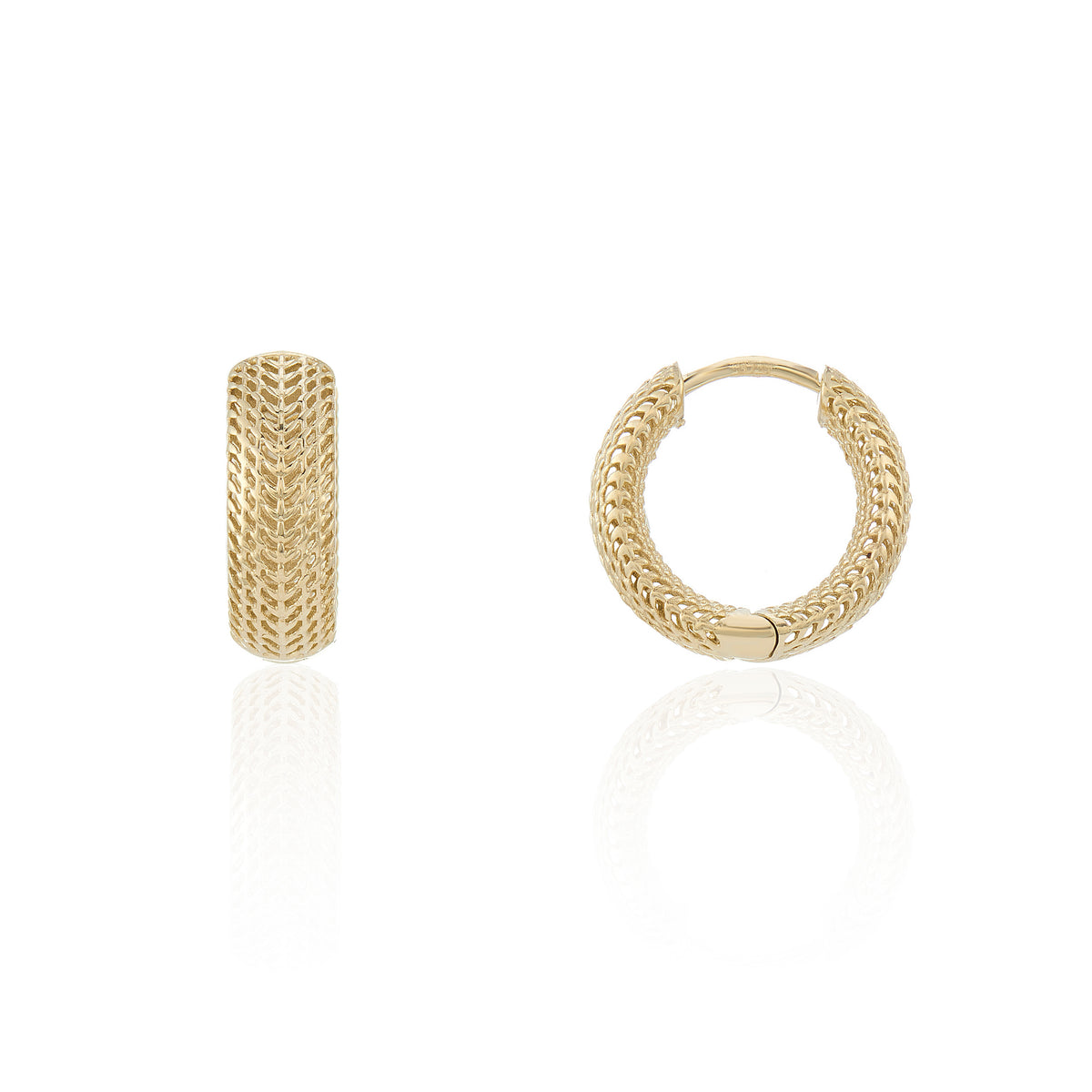 9ct Yellow Gold Filigree Hoop Earrings 10mm