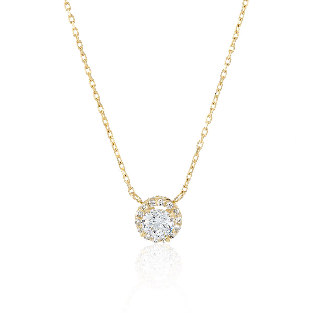9ct Yellow Gold Round CZ Cluster Necklace