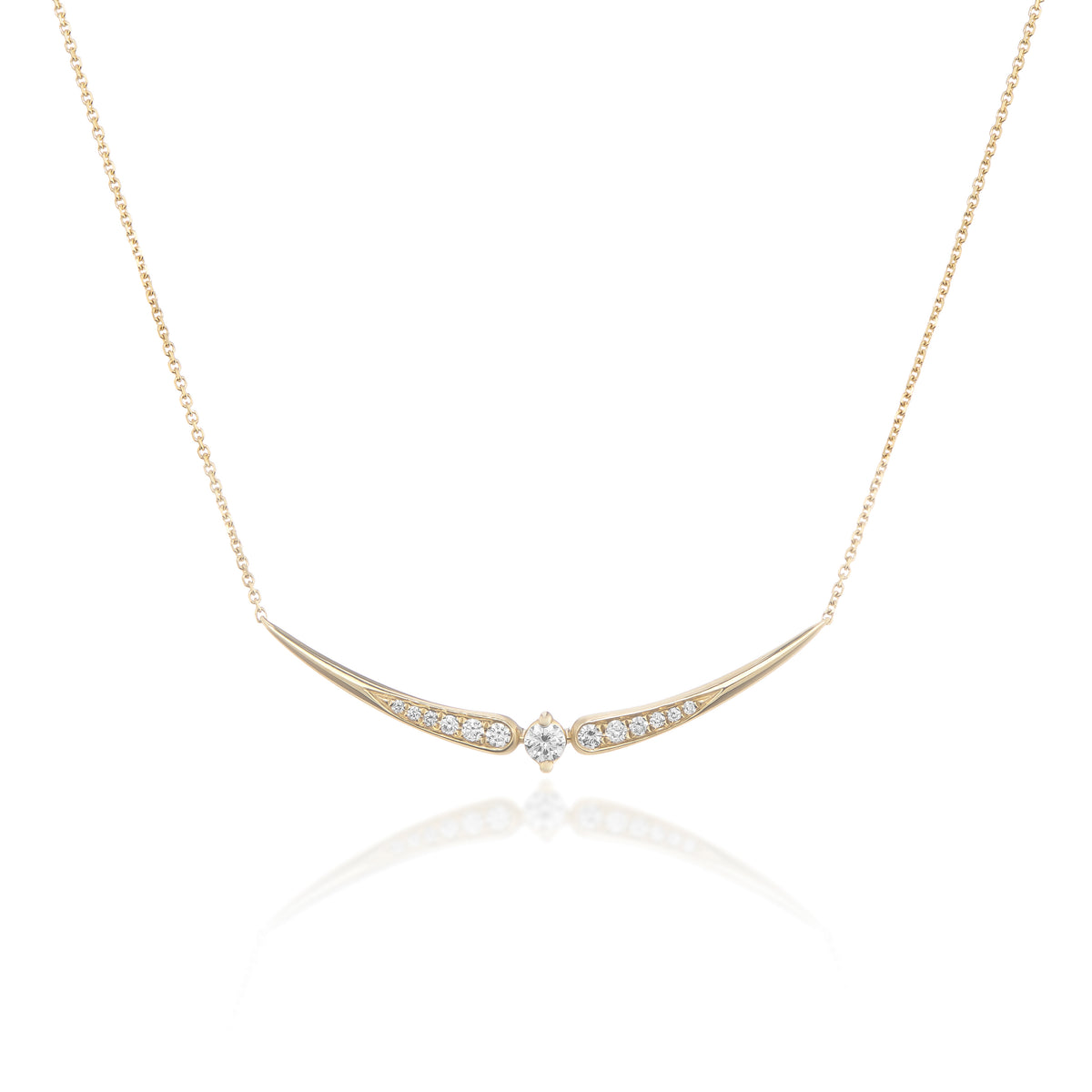 9ct Yellow Gold Diamond Curve Bar Necklace