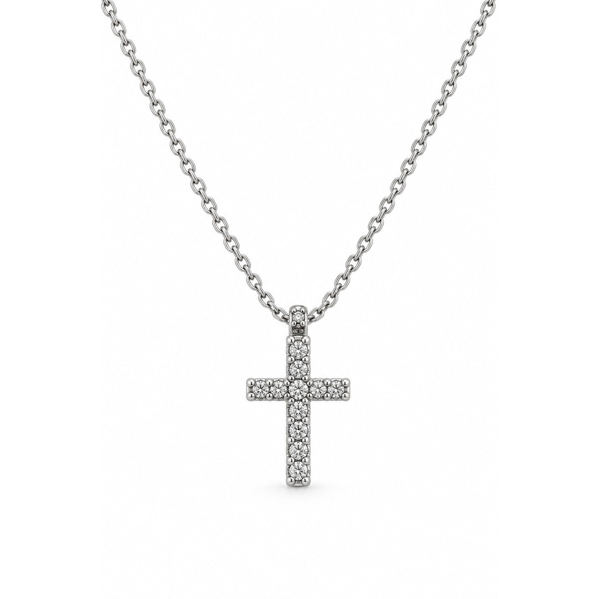 Elegant 9ct White Gold Diamond Cross Pendant