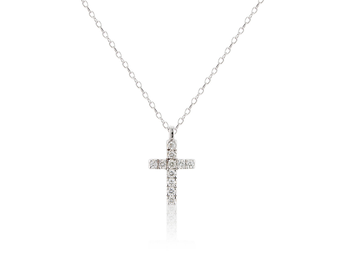 Elegant 9ct White Gold Diamond Cross Pendant
