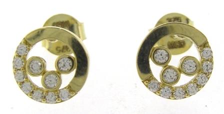 9ct Yellow Gold CZ Circle Stud Earrings