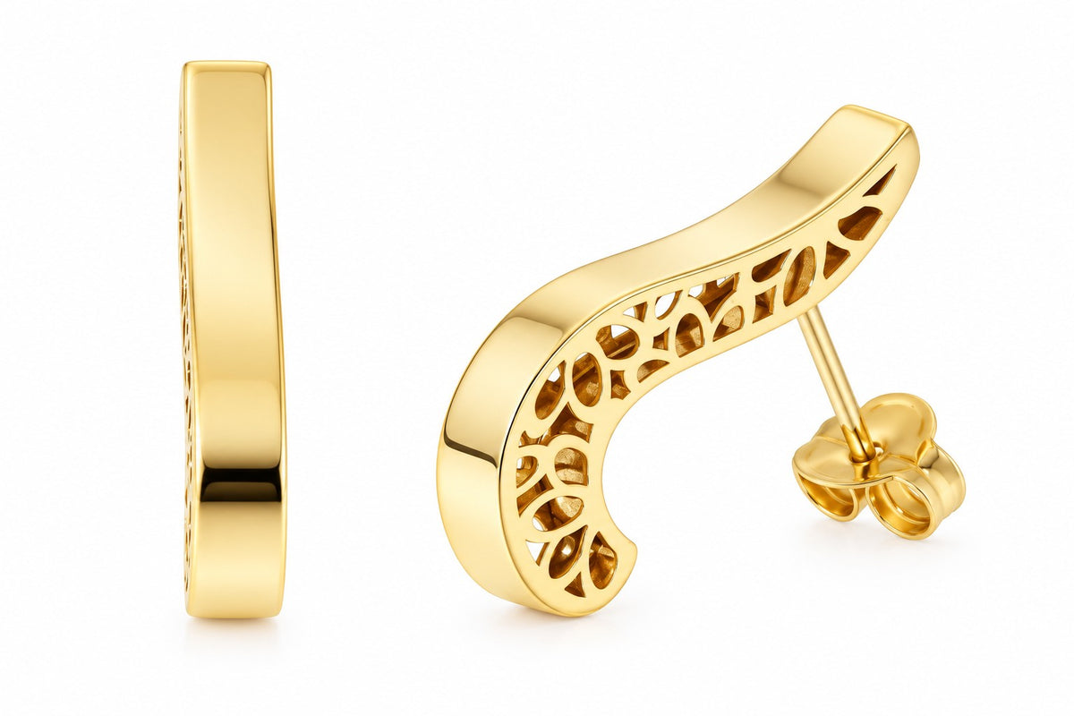 9ct Yellow Gold 'J' Style Earrings
