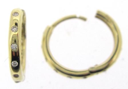 9ct Yellow Gold Double Row CZ Hoop Earrings