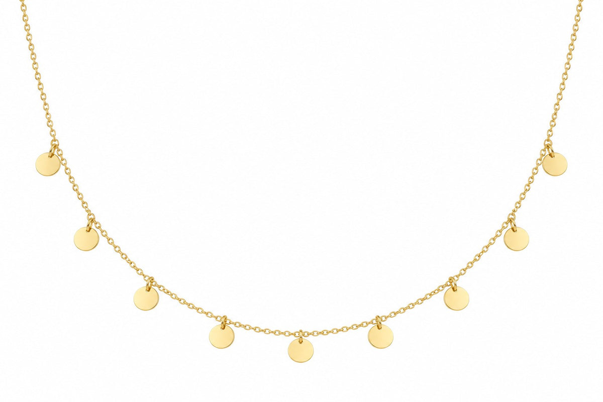 9ct Yellow Gold Nine Disc Necklace
