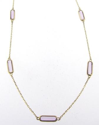 9ct Yellow Gold Five Stone Amethyst Necklace