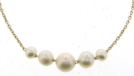 9ct Yellow Gold Graduated Fresh Water Pearl Necklet