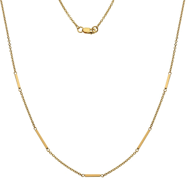 9ct Yellow Gold Bar Station Chain Necklace