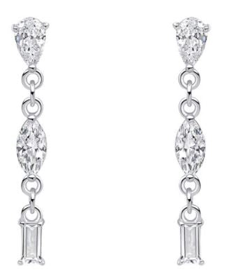 Sterling Silver Multishaped CZ Drop Earrings