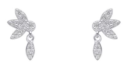 Sterling Silver Lotus Drop Stud Earrings