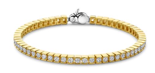 Ti Sento Square Bezel Tennis Bracelet - Cubic Zirconia, Silver & Gold, 7"