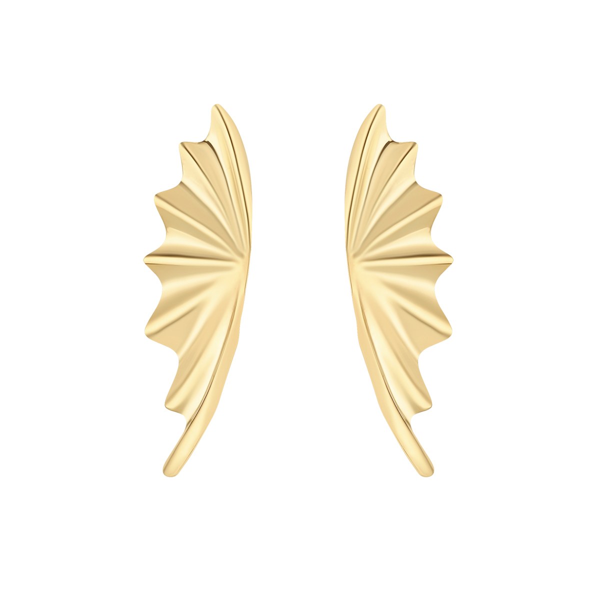 9ct Yellow Gold Fanned Leaf Drop Earrings