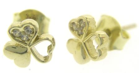 9ct Yellow Gold Cubic Zirconia Flower Stud Earrings