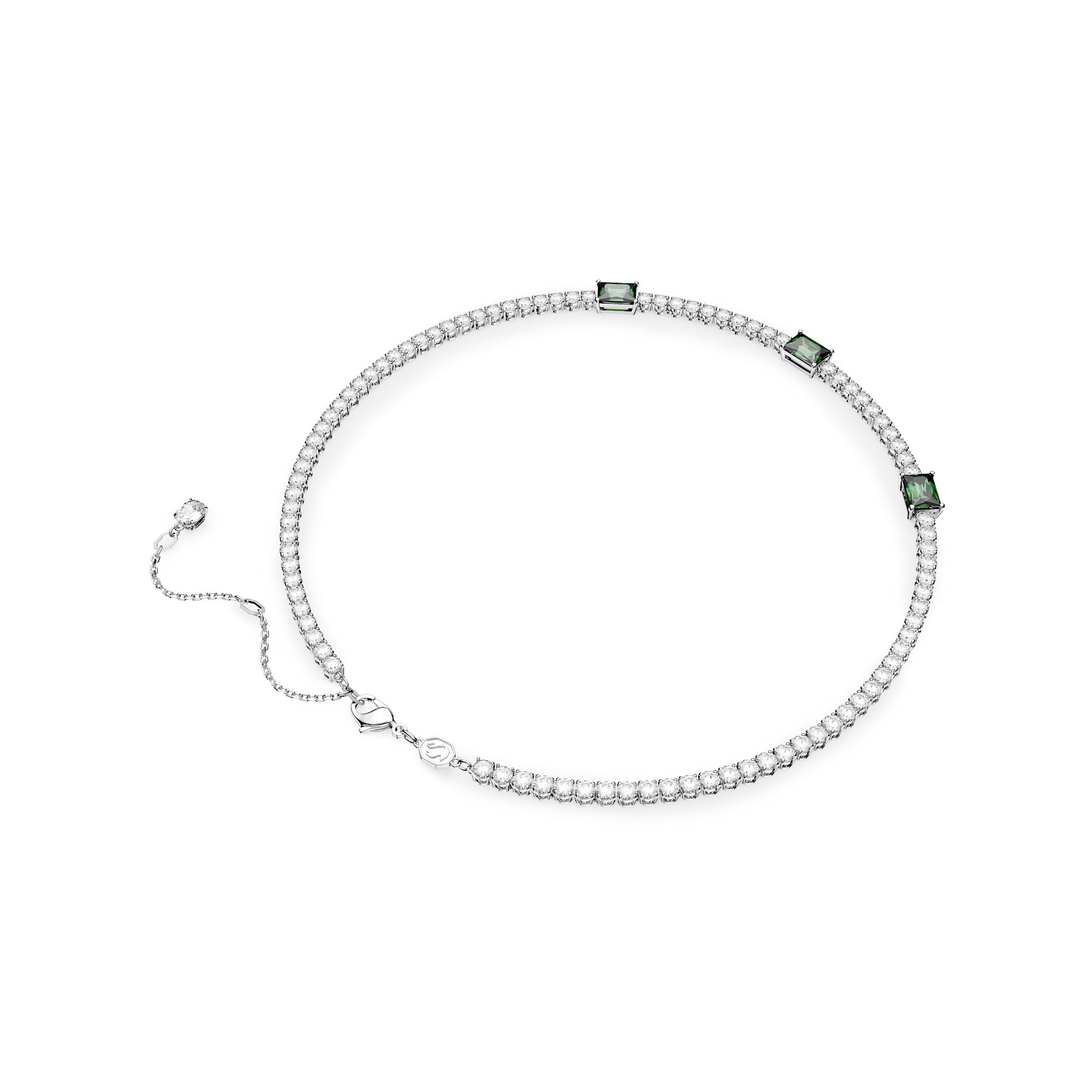 Swarovski Matrix Tennis Necklace Green CRY/RHS - M