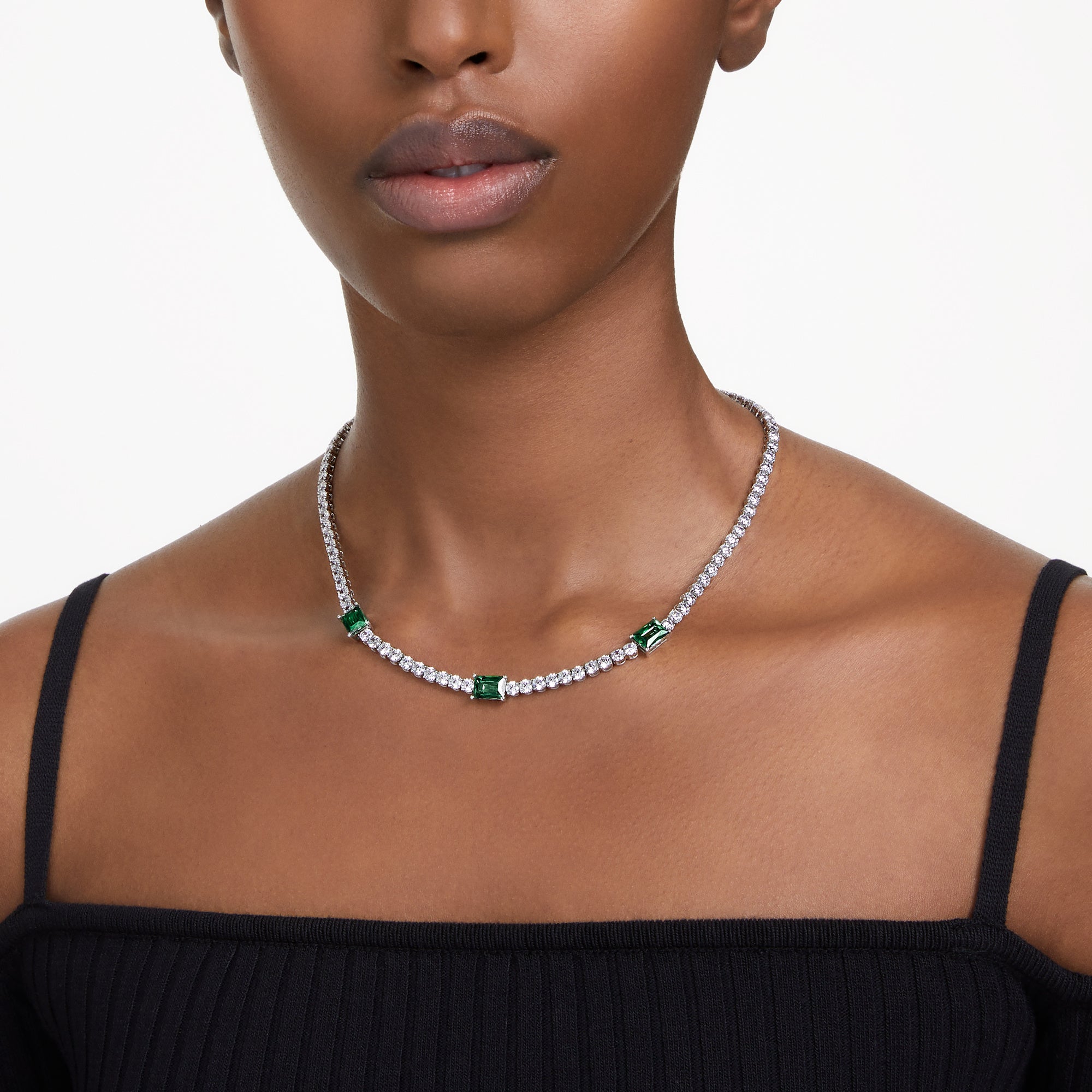 Swarovski Matrix Tennis Necklace Green CRY/RHS - M