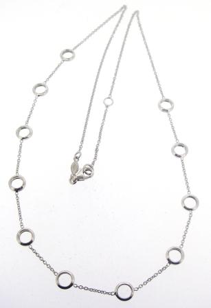 9ct White Gold Open Circle Station Necklace