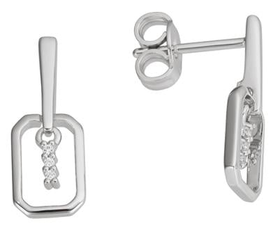 9ct White Gold Diamond Drop Earrings