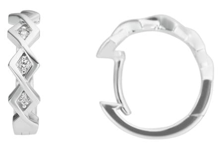 Elegant 9ct White Gold Diamond Hinged Hoop Earrings