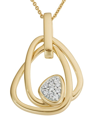 9ct Yellow Gold Double Triangle Diamond Pendant