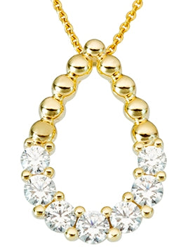 9ct Yellow Gold Open Pear Shape Cubic Zirconia Pendant