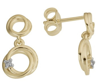 9ct Yellow Gold Cubic Zirconia Drop Earrings