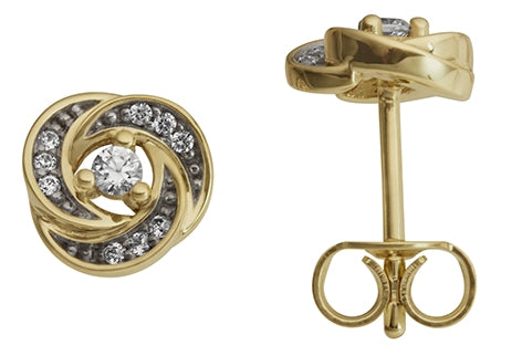 9ct Yellow Gold Diamond Knot Stud Earrings
