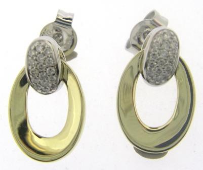9ct Yellow And White Gold Diamond Drop Earrings