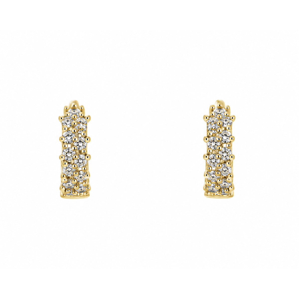 9ct Yellow Gold 2 Row Diamond Huggie Earrings