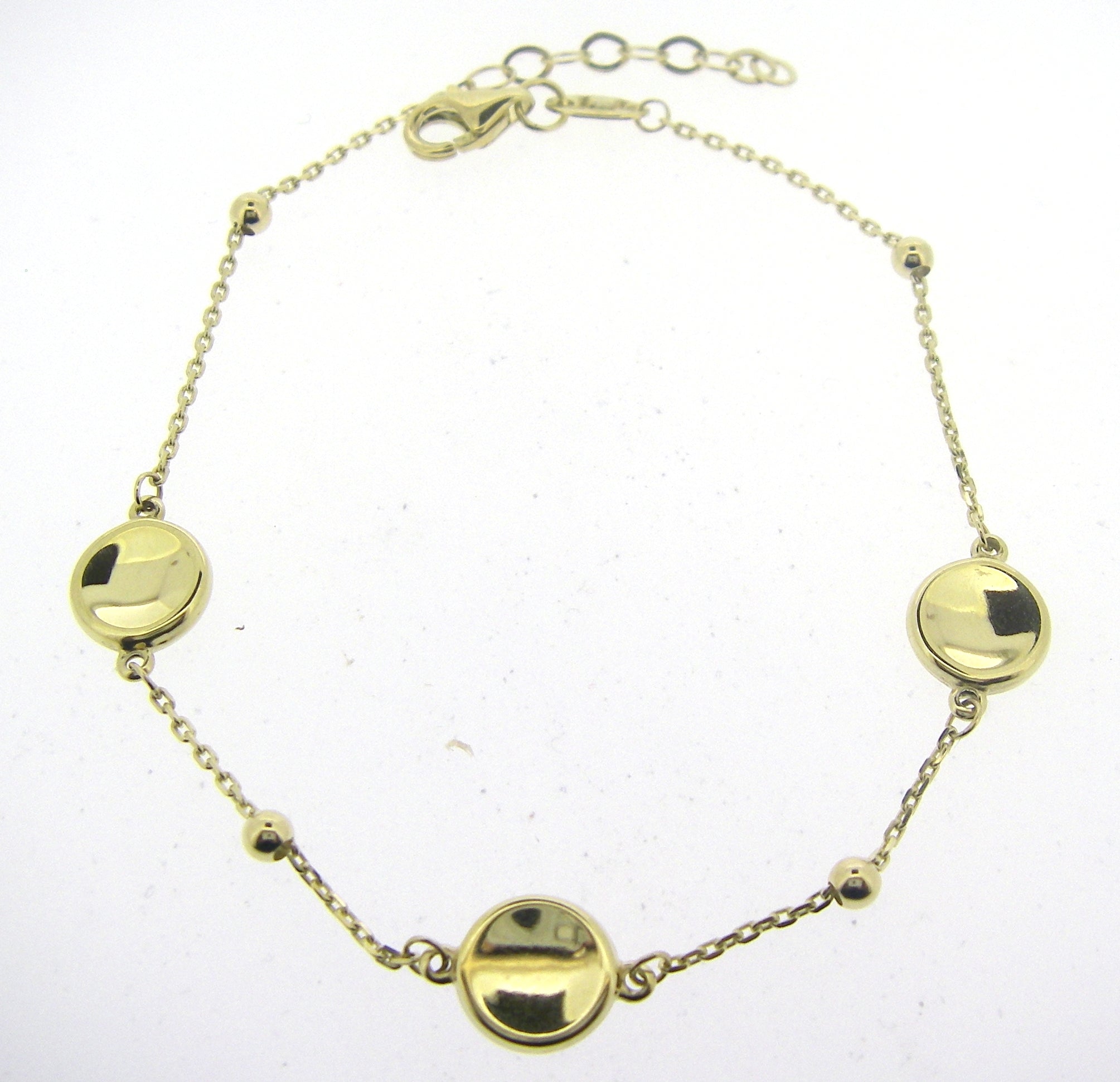 9ct Yellow Gold Ball and Disc Chain Bracelet