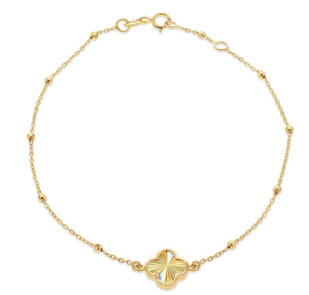 9ct Yellow Gold Rainbow Petal Ball Curb Bracelet