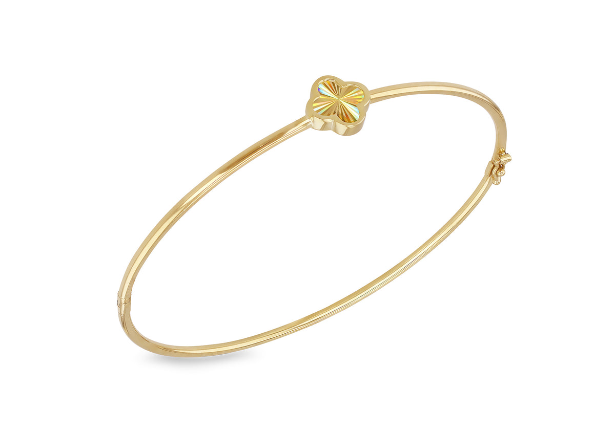 9ct Yellow Gold Rainbow Petal Bangle