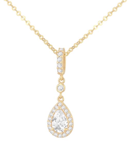 9Y CZ Teardrop Halo Pndt 17-18'
