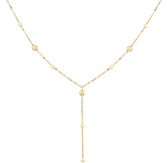 9ct Yellow Gold Diamond Cut Ball Lariat Necklace