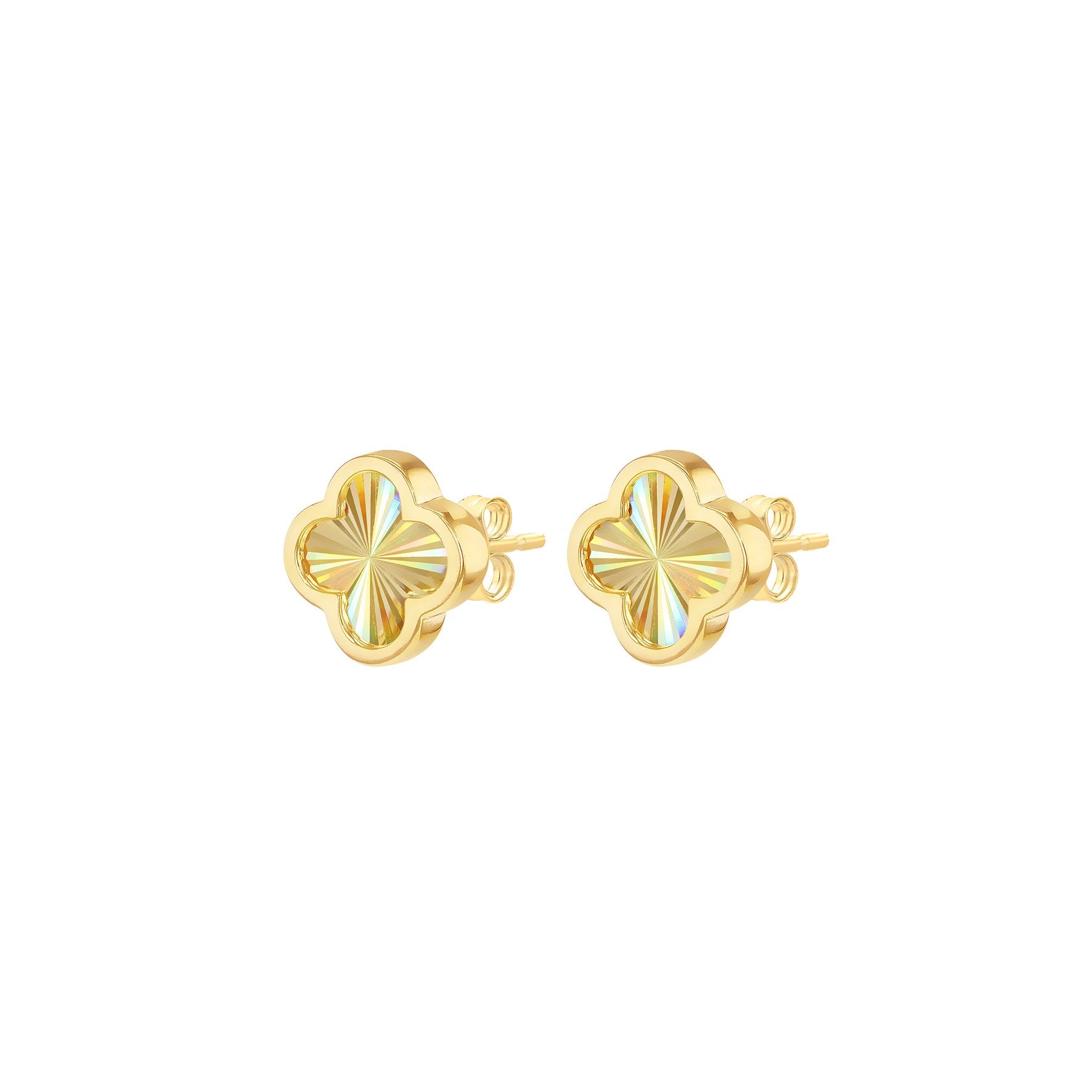 9ct Yellow Gold Rainbow Petal Stud Earrings