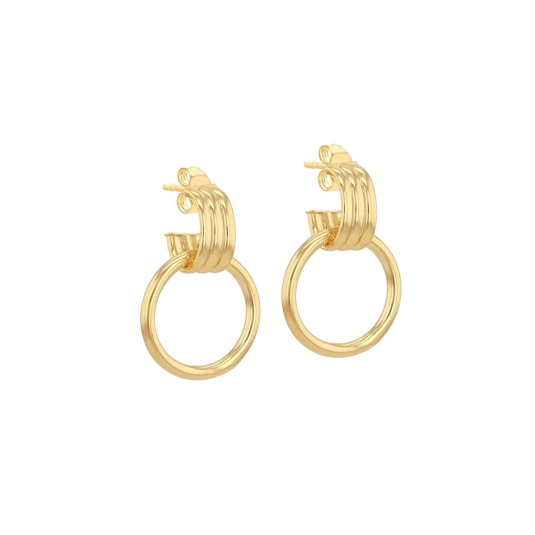 9ct Yellow Gold Polished Circle Drop Earrings