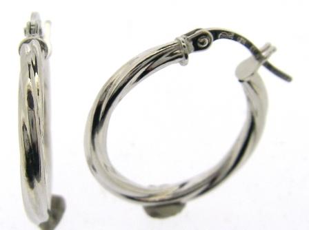 9ct White Gold Twist Hoop Earrings