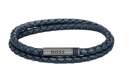 BOSS Mens Tapered Link Silver Stainless Steel Bracelet