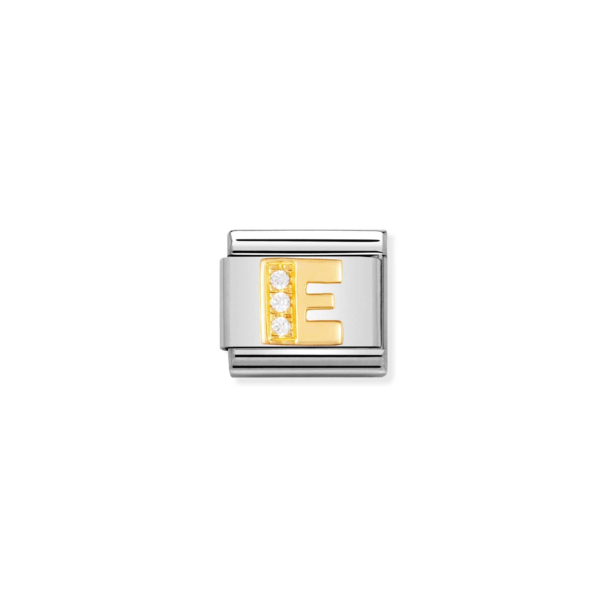 Nomination Composable Classic 'E' Letter Link in Stainless Steel and Yellow Gold