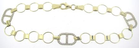 9ct Yellow Gold Cubic Zirconia Circle Link Bracelet
