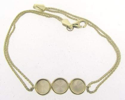 9ct Yellow Gold Double Spiga Link Mother Of Pearl Bracelet