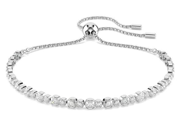 Swarovski Matrix Tennis Bracelet, Mixed Round Cuts, White, Rhodium Plated - M