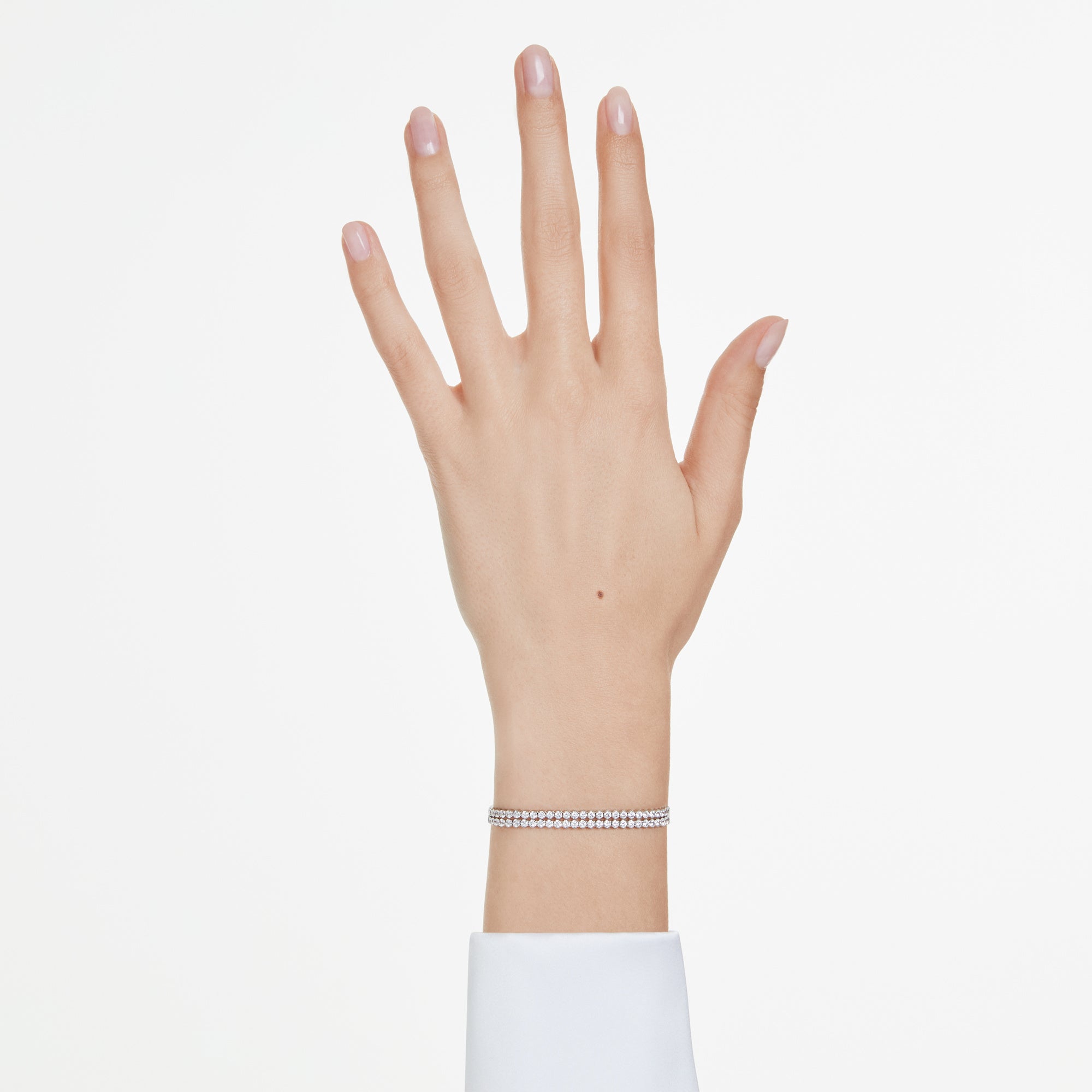 Swarovski Matrix Double Row Tennis Bracelet - Rhodium Plated - M - White