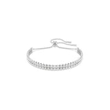 Swarovski Matrix Double Row Tennis Bracelet - Rhodium Plated - M - White