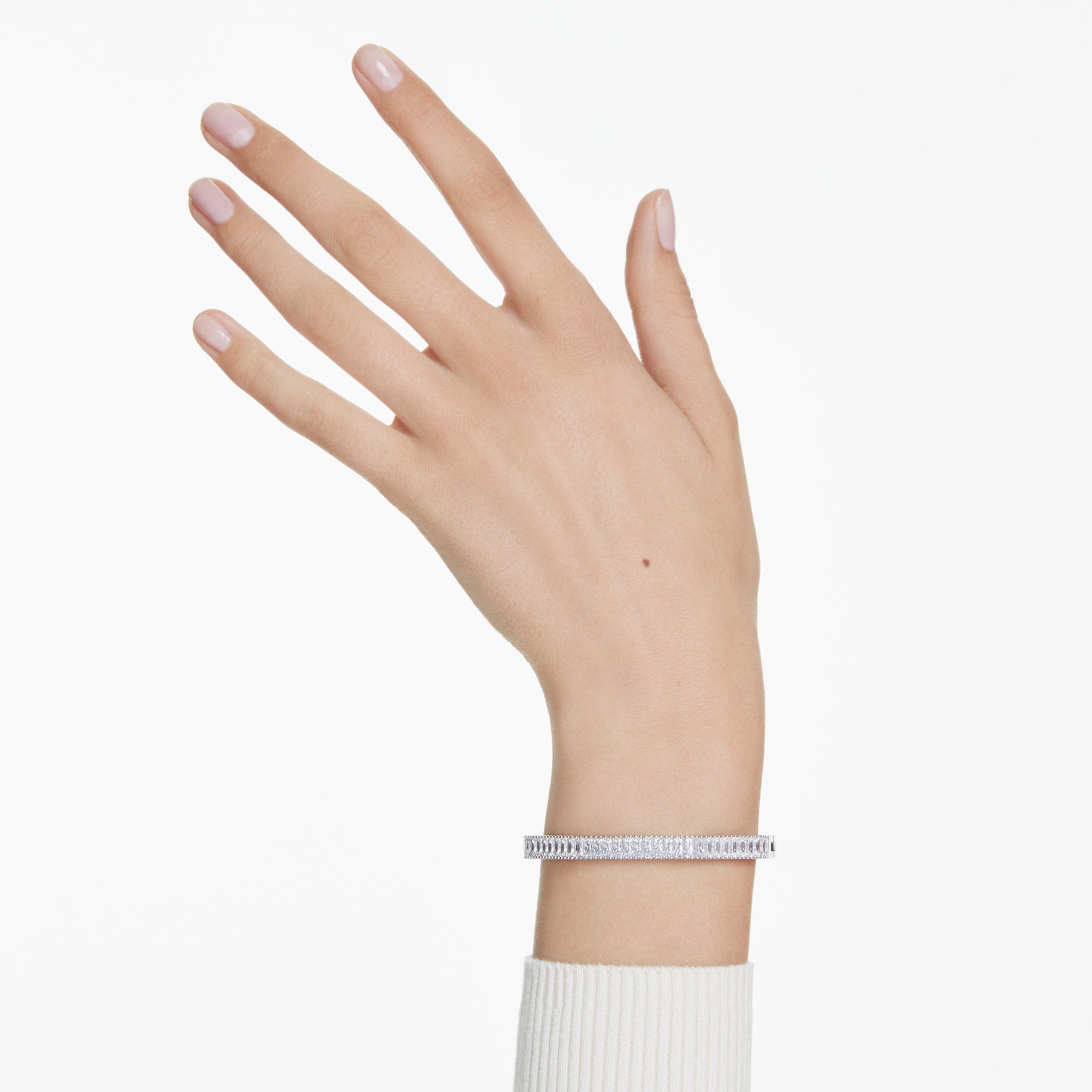 Swarovski Matrix Bangle - Rhodium Plated - M - White Bracelet