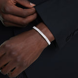 Swarovski Matrix Bangle - Rhodium Plated - M - White Bracelet